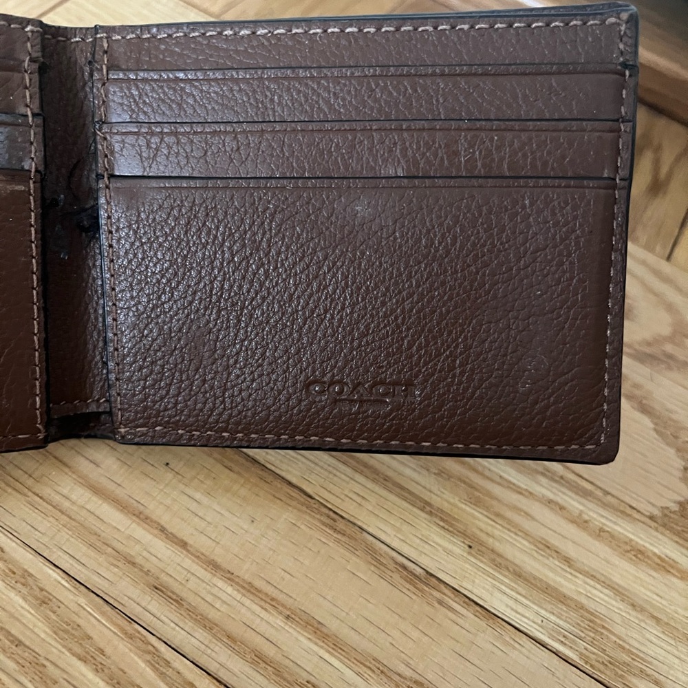 Coach Brown and Cream Striped Wallet - Picture 3 of 5